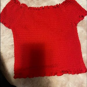 Cute Red Off Shoulder Top